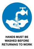 Hands Must Be Washed Before Returning to Work